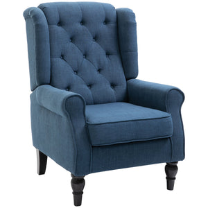 English Elm HOMCOM Button-Tufted Wingback Accent Chair with Deep Diamond Tufting, Thick Padded Seat & Eucalyptus Legs W2225P173916