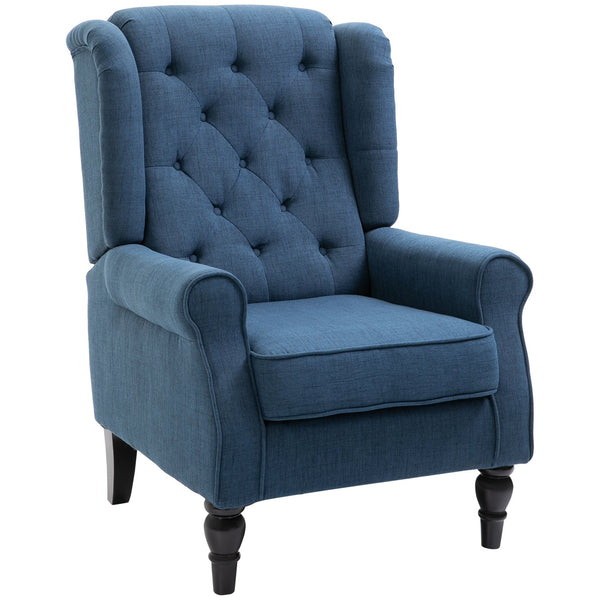 English Elm HOMCOM Button-Tufted Wingback Accent Chair with Deep Diamond Tufting, Thick Padded Seat & Eucalyptus Legs W2225P173916