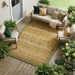 8 X 10 Copper Orange Tribal Polyester Area Rug Stain Resistant Indoor Outdoor Use