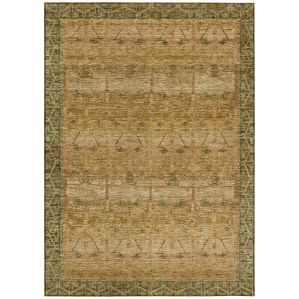 HomeRoots 8 X 10 Copper Orange Tribal Polyester Area Rug Stain Resistant Indoor Outdoor Use 739049