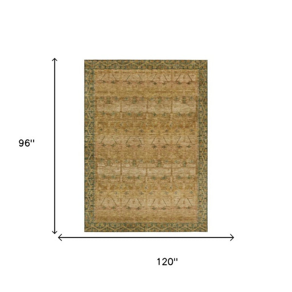 8 X 10 Copper Orange Tribal Polyester Area Rug Stain Resistant Indoor Outdoor Use