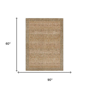 5 X 8 Tribal Pattern Washable Polyester Area Rug for Indoor Outdoor Living Spaces