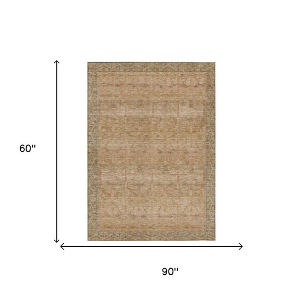 5 X 8 Tribal Pattern Washable Polyester Area Rug for Indoor Outdoor Living Spaces