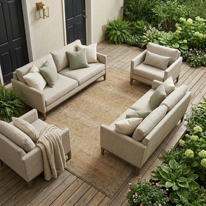 8 X 10 Tribal Coral Washable Polyester Rug Stain Resistant Indoor Outdoor Patio