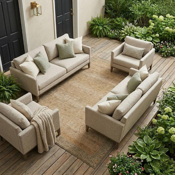 8 X 10 Tribal Coral Washable Polyester Rug Stain Resistant Indoor Outdoor Patio