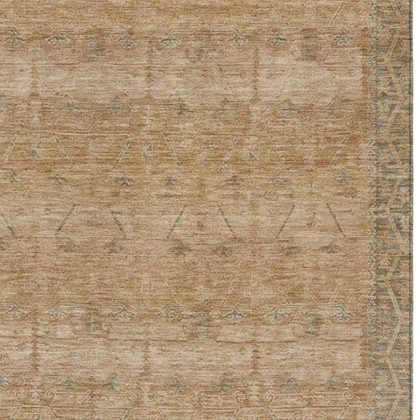 8 X 10 Tribal Coral Washable Polyester Rug Stain Resistant Indoor Outdoor Patio