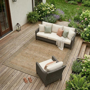 9x12 Coral Orange Tribal Polyester Area Rug Stain Resistant for Indoor Outdoor Use