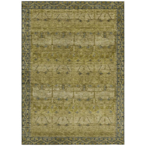 HomeRoots 8 X 10 Gold Brown Tribal Polyester Washable Rug for Indoor Outdoor Living 739061