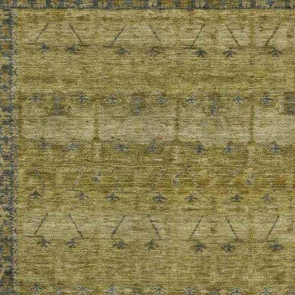 8 X 10 Gold Brown Tribal Polyester Washable Rug for Indoor Outdoor Living