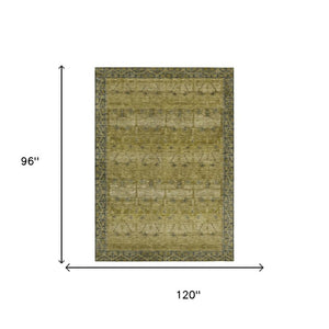 8 X 10 Gold Brown Tribal Polyester Washable Rug for Indoor Outdoor Living