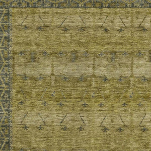 9x12 Gold Brown Tribal Polyester Area Rug Washable for Patio Porch or Living Room