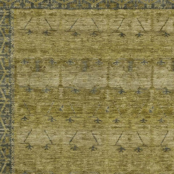 9x12 Gold Brown Tribal Polyester Area Rug Washable for Patio Porch or Living Room