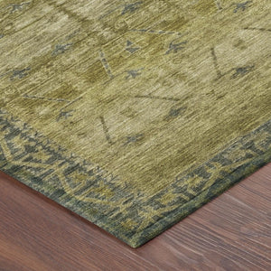 9x12 Gold Brown Tribal Polyester Area Rug Washable for Patio Porch or Living Room