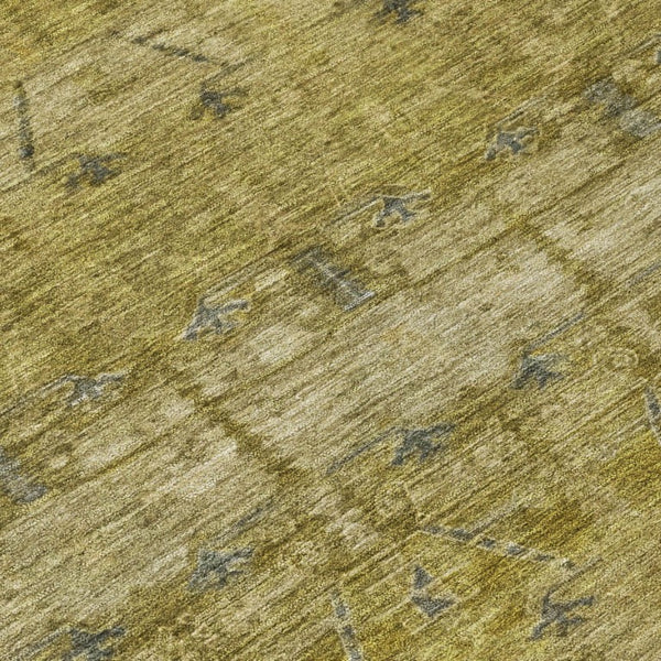 9x12 Gold Brown Tribal Polyester Area Rug Washable for Patio Porch or Living Room