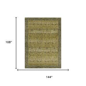 9x12 Gold Brown Tribal Polyester Area Rug Washable for Patio Porch or Living Room