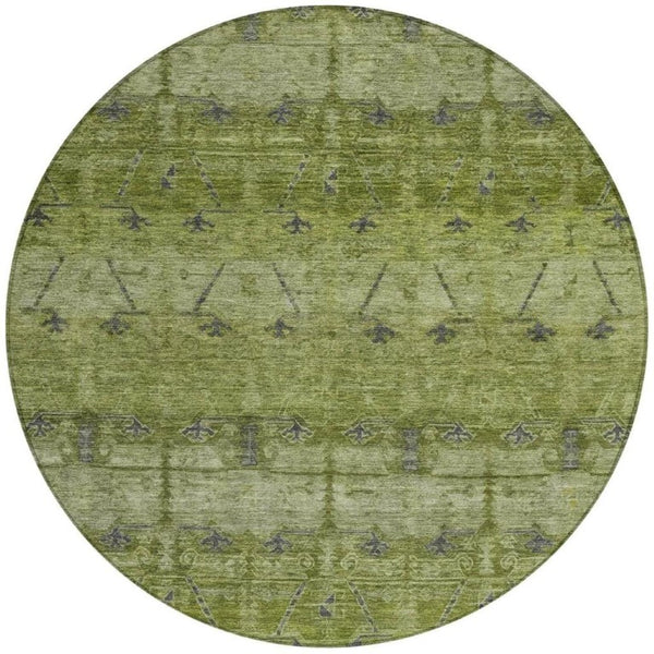 8 Foot Round Tribal Geometric Polyester Rug Stain Resistant for Patio or Entryway