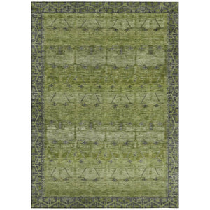 HomeRoots 10 X 14 Olive Tribal Polyester Area Rug Washable Stain Resistant Indoor Outdoor 739069