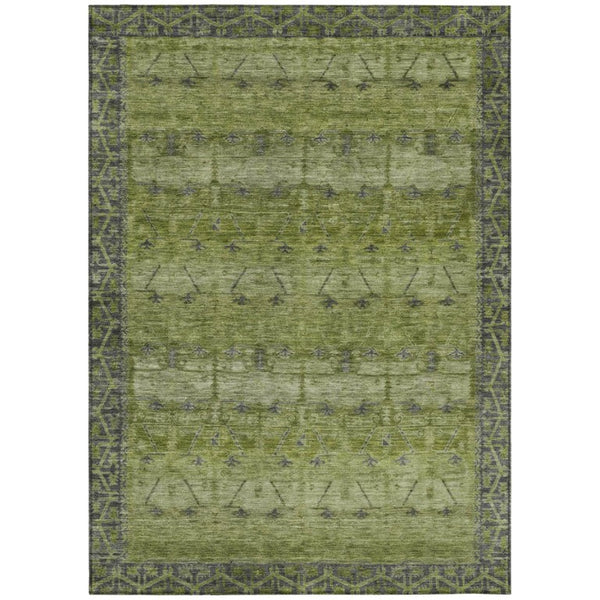 HomeRoots 10 X 14 Olive Tribal Polyester Area Rug Washable Stain Resistant Indoor Outdoor 739069
