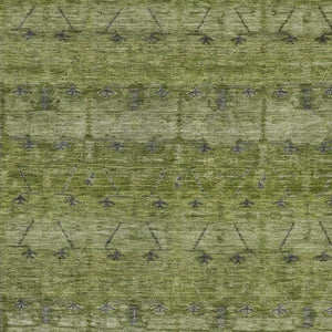 10 X 14 Olive Tribal Polyester Area Rug Washable Stain Resistant Indoor Outdoor