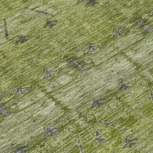 10 X 14 Olive Tribal Polyester Area Rug Washable Stain Resistant Indoor Outdoor