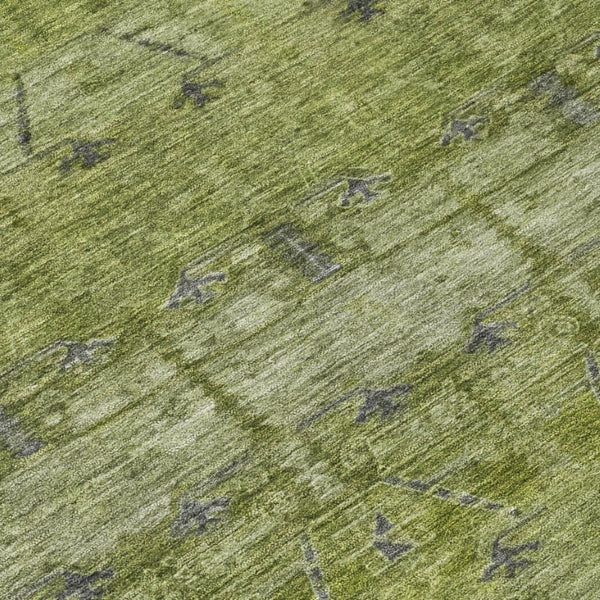 10 X 14 Olive Tribal Polyester Area Rug Washable Stain Resistant Indoor Outdoor