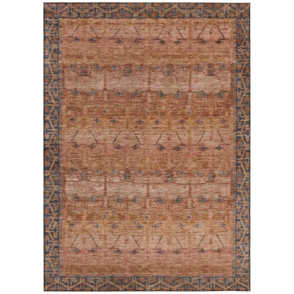 HomeRoots 5x8 Tribal Polyester Area Rug Stain Resistant for Indoor Outdoor Living Spaces 739071