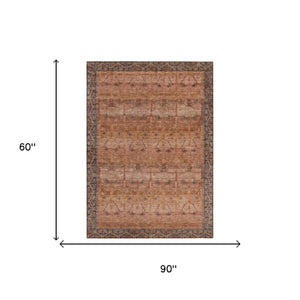 5x8 Tribal Polyester Area Rug Stain Resistant for Indoor Outdoor Living Spaces