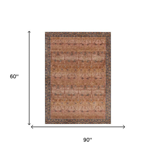 5x8 Tribal Polyester Area Rug Stain Resistant for Indoor Outdoor Living Spaces