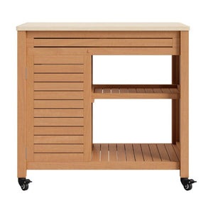 HomeRoots 36 Inch Solid Wood Rolling Bar Cart with Wheels for Kitchen or Dining Room Entertaining 739082