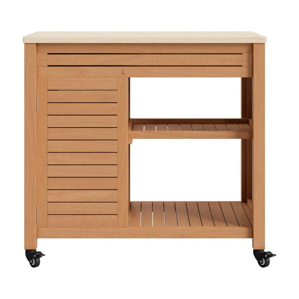 HomeRoots 36 Inch Solid Wood Rolling Bar Cart with Wheels for Kitchen or Dining Room Entertaining 739082