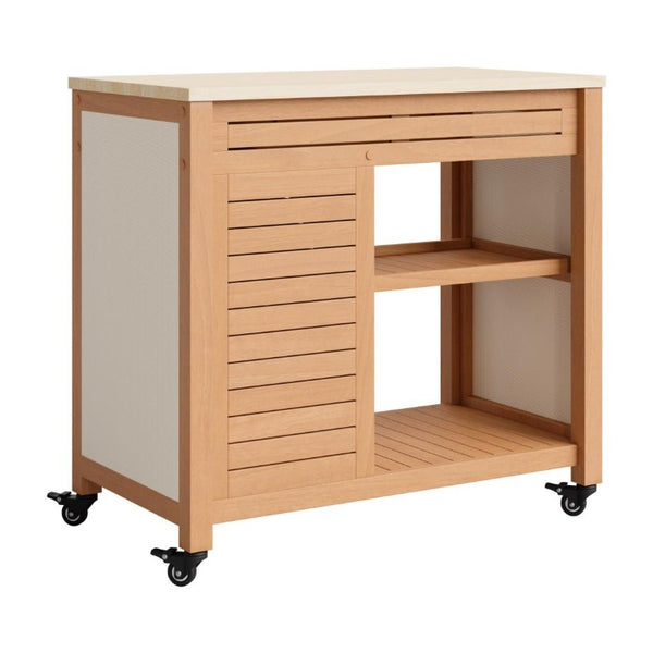 36 Inch Solid Wood Rolling Bar Cart with Wheels for Kitchen or Dining Room Entertaining