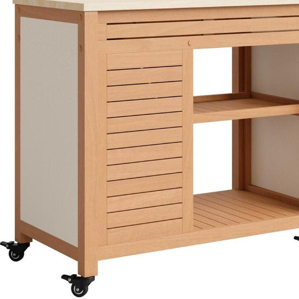 36 Inch Solid Wood Rolling Bar Cart with Wheels for Kitchen or Dining Room Entertaining