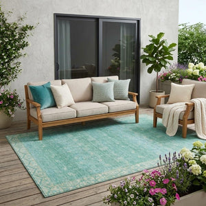 5 X 8 Tribal Geometric Polyester Area Rug Stain Resistant for Patio or Living Room