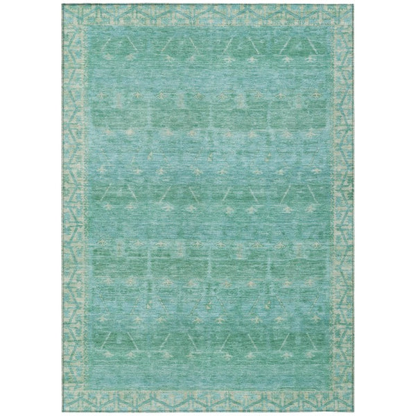 HomeRoots 5 X 8 Tribal Geometric Polyester Area Rug Stain Resistant for Patio or Living Room 739084