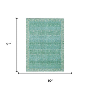 5 X 8 Tribal Geometric Polyester Area Rug Stain Resistant for Patio or Living Room
