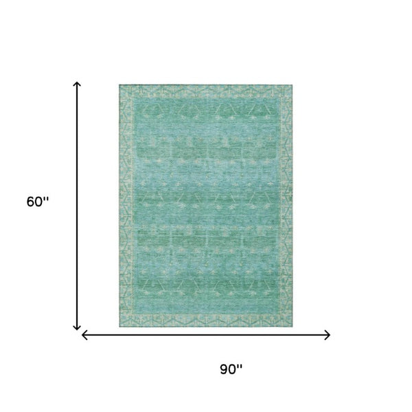 5 X 8 Tribal Geometric Polyester Area Rug Stain Resistant for Patio or Living Room