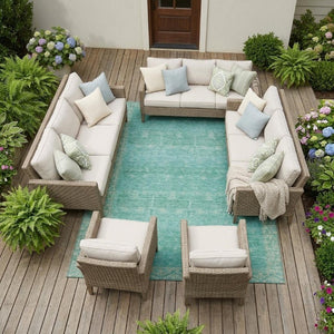 9x12 Tribal Polyester Area Rug Stain Resistant Washable Indoor Outdoor Patio