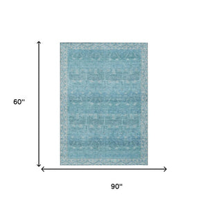 5 X 8 Tribal Pattern Washable Polyester Area Rug for Indoor Outdoor Spaces