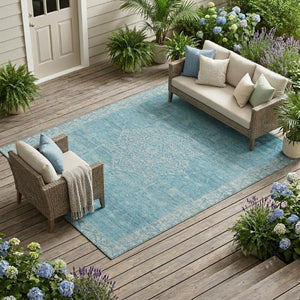 10 X 14 Tribal Polyester Area Rug for Indoor Outdoor Use Washable Stain Resistant