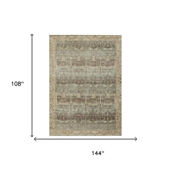 9 X 12 Tribal Pattern Washable Polyester Area Rug for Indoor Outdoor Living