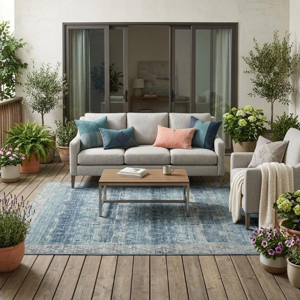 5 X 8 Tribal Polyester Area Rug Stain Resistant Washable for Patio or Living Room