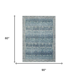 5 X 8 Tribal Polyester Area Rug Stain Resistant Washable for Patio or Living Room