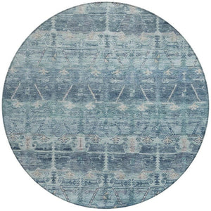 8 Ft Round Tribal Geometric Polyester Rug Washable Stain Resistant for Patio or Family Room
