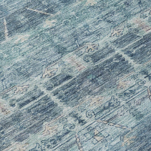 8 X 10 Denim Blue Tribal Polyester Area Rug Stain Resistant for Patio or Living Room