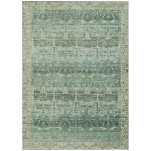 HomeRoots 10 X 14 Tribal Fern Green Washable Polyester Area Rug for Indoor Outdoor Use 739112