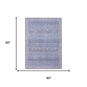 5x8 Lavender Purple Tribal Polyester Area Rug Washable for Indoor Outdoor Use