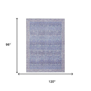 8 X 10 Lavender Purple Tribal Polyester Washable Rug for Patio Porch or Living Room