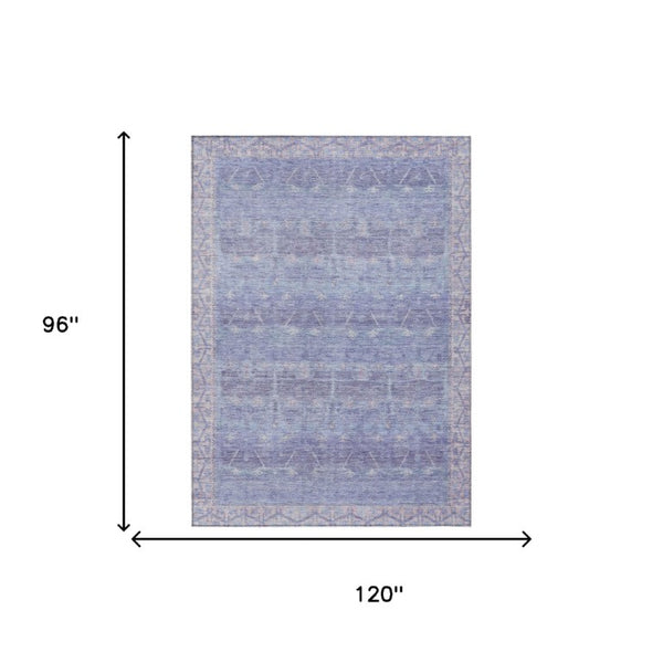 8 X 10 Lavender Purple Tribal Polyester Washable Rug for Patio Porch or Living Room
