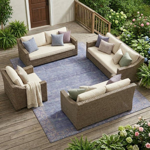 9x12 Lavender Purple Tribal Polyester Area Rug Stain Resistant Indoor Outdoor Use