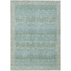 HomeRoots 9 X 12 Mint Tribal Polyester Area Rug Stain Resistant for Patio or Living Room 739123